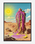 A black framed modern Surrealist art print based on Dali's The Persistence of Memory