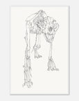 Art print of an illustration of an animal skeleton on a white background