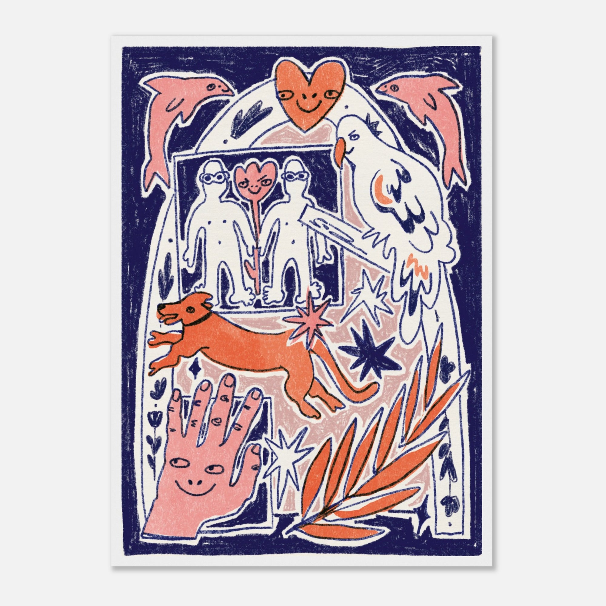 Colorful illustration with abstract elements on a white background