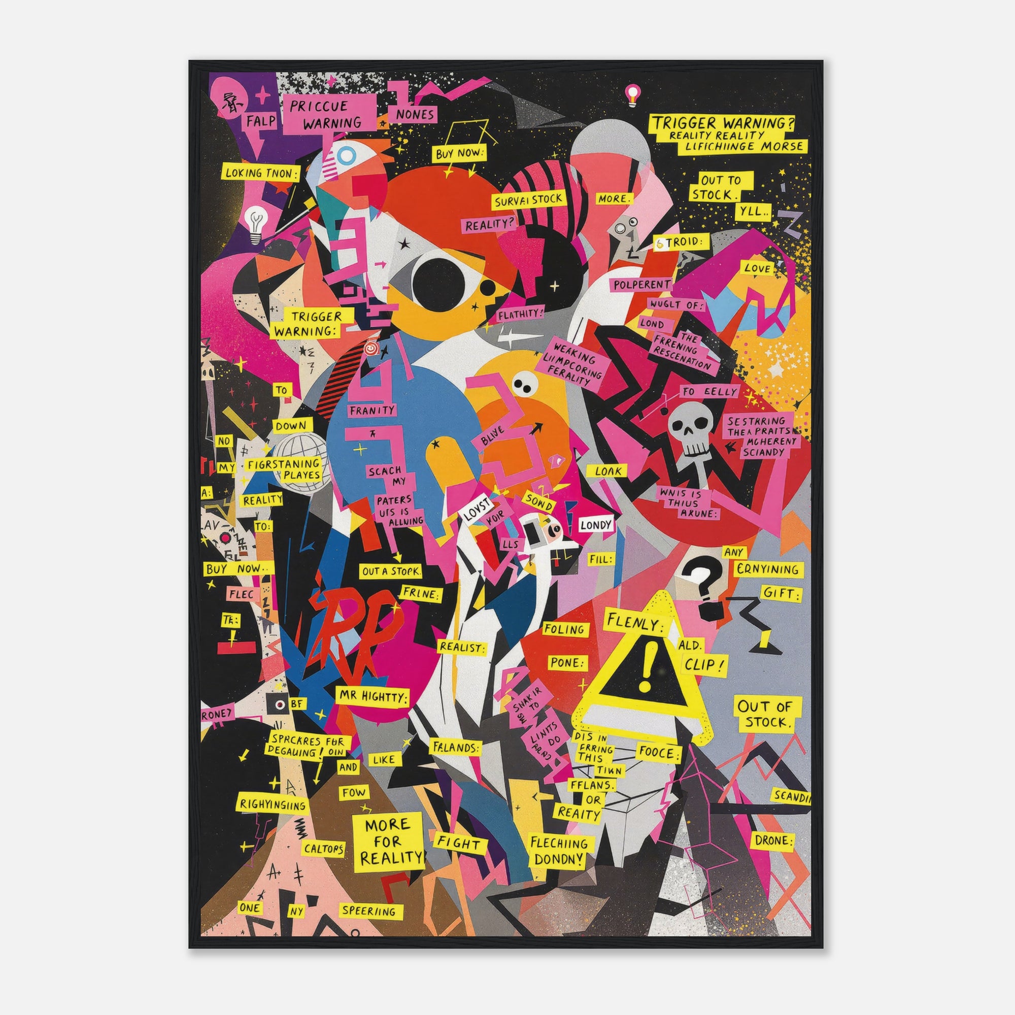 Wall art Guernica modernisation with bright colors and collage styles, Picasso style art