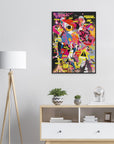 Wall art Guernica modernisation with bright colors and collage styles, Picasso style art hung in living room
