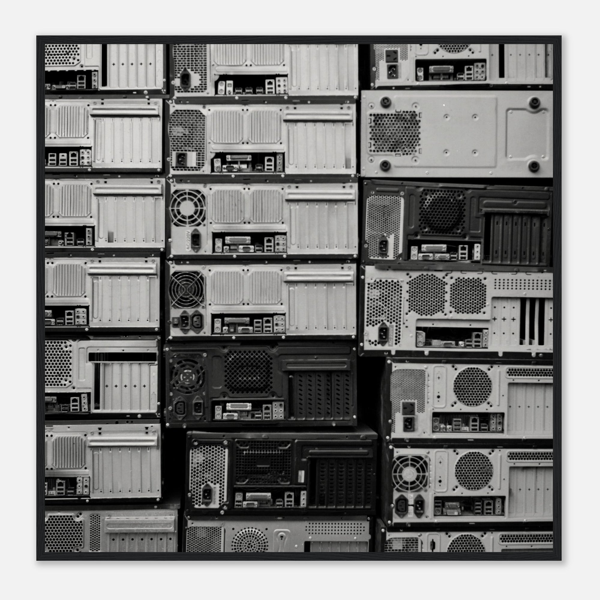 Photography art print of various computer motherboards arranged in a grid pattern.