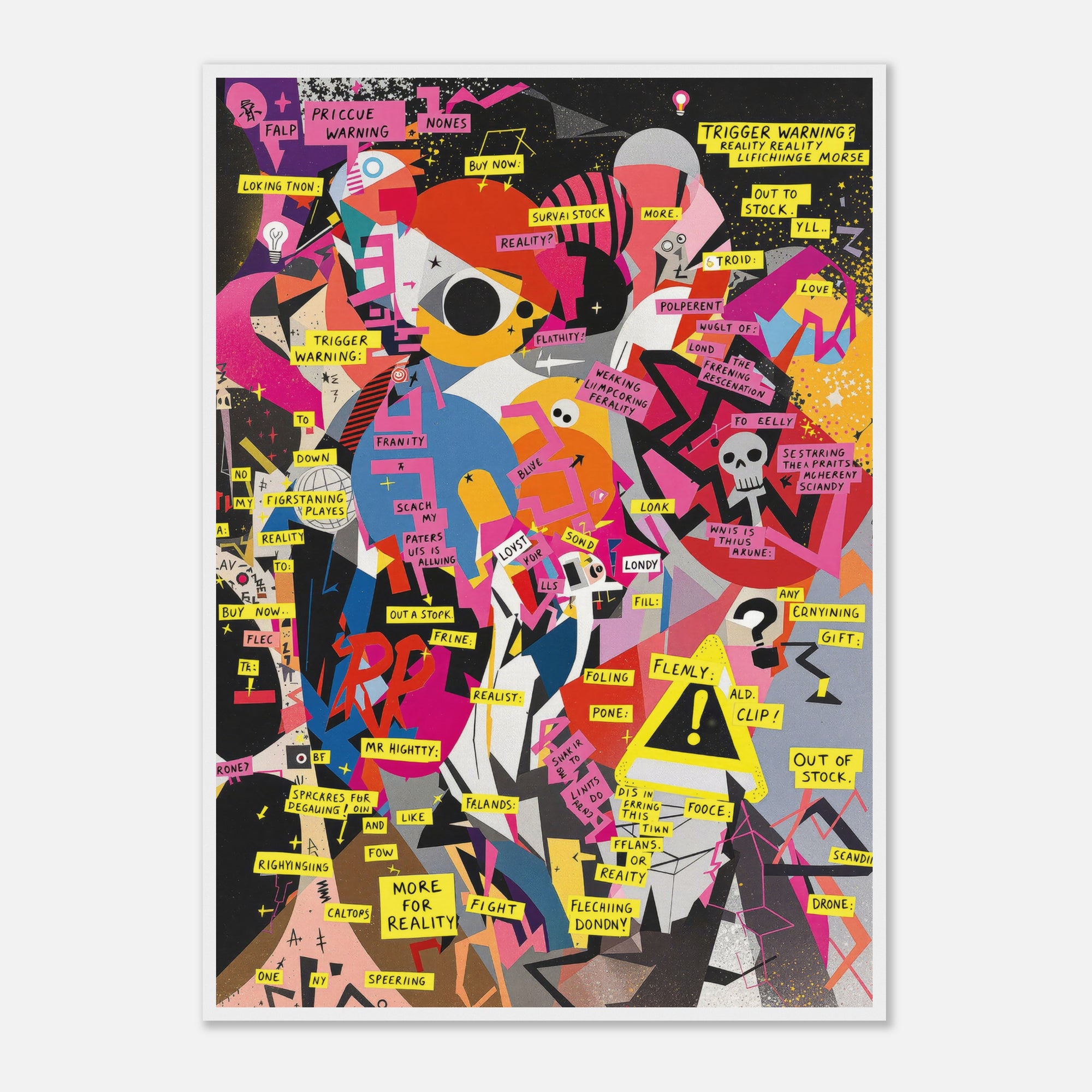 Wall art Guernica modernisation with bright colors and collage styles, Picasso style art