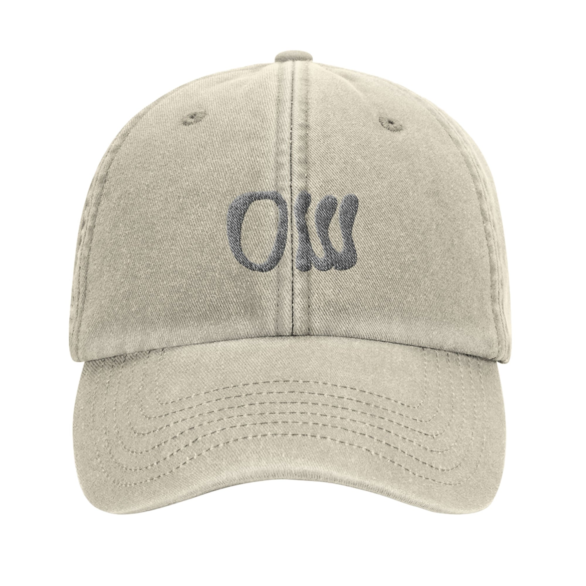 Beige cap with a logo on a white background