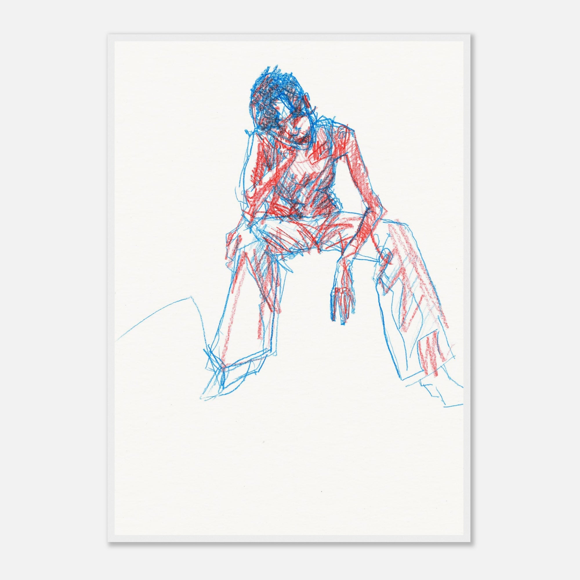 Abstract line art of a person sitting on a white background