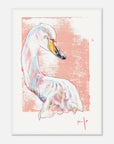 Colorful swan illustration on a pink background